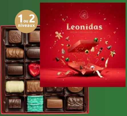 Coffret rouge carré 44 pcs - 600g